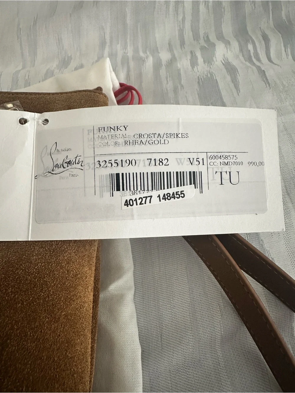 Christian Louboutin Suede Leather Wristlet Clutch in Tan